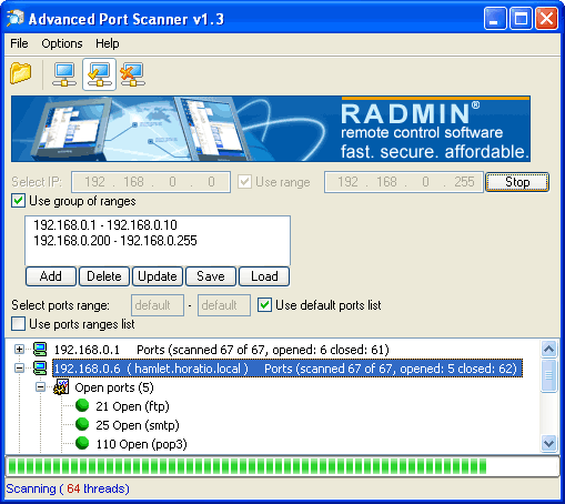 Screenshot of Advanced Port Scanner